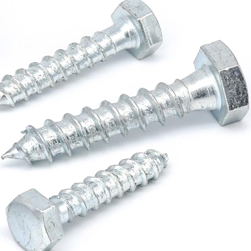 Șuruburi autofiletante hexagonale zincate, albastre și albe: Șuruburi pentru lemn M6/M8 cu filet complet și semifiletat
