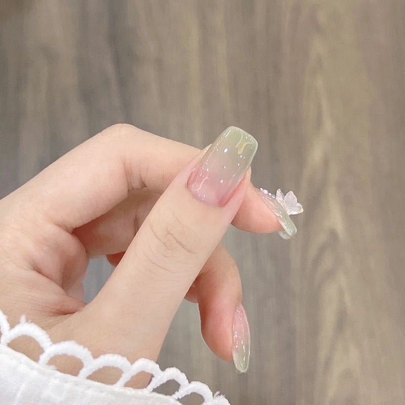 Czysto Ręcznie Robione Fototerapia Noszenie Zbroi Wróżkowy Zielony Motyl Noszenie Zbroi Produkt Gotowy Wielokrotnego Użytku Naszywki do Paznokci Artystycznych Można Usunąć