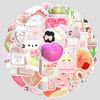 50 Cute INS Style Pink Series Graffiti Stickers Creative Cute Stickers Water Cup Mobile Phone Decoration Stickers