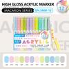 GuangNa 12 Colors/box Direct Liquid Hardhead High-gloss Acrylic Marker, for Student Notebook Writing, DIY Painting Graffiti