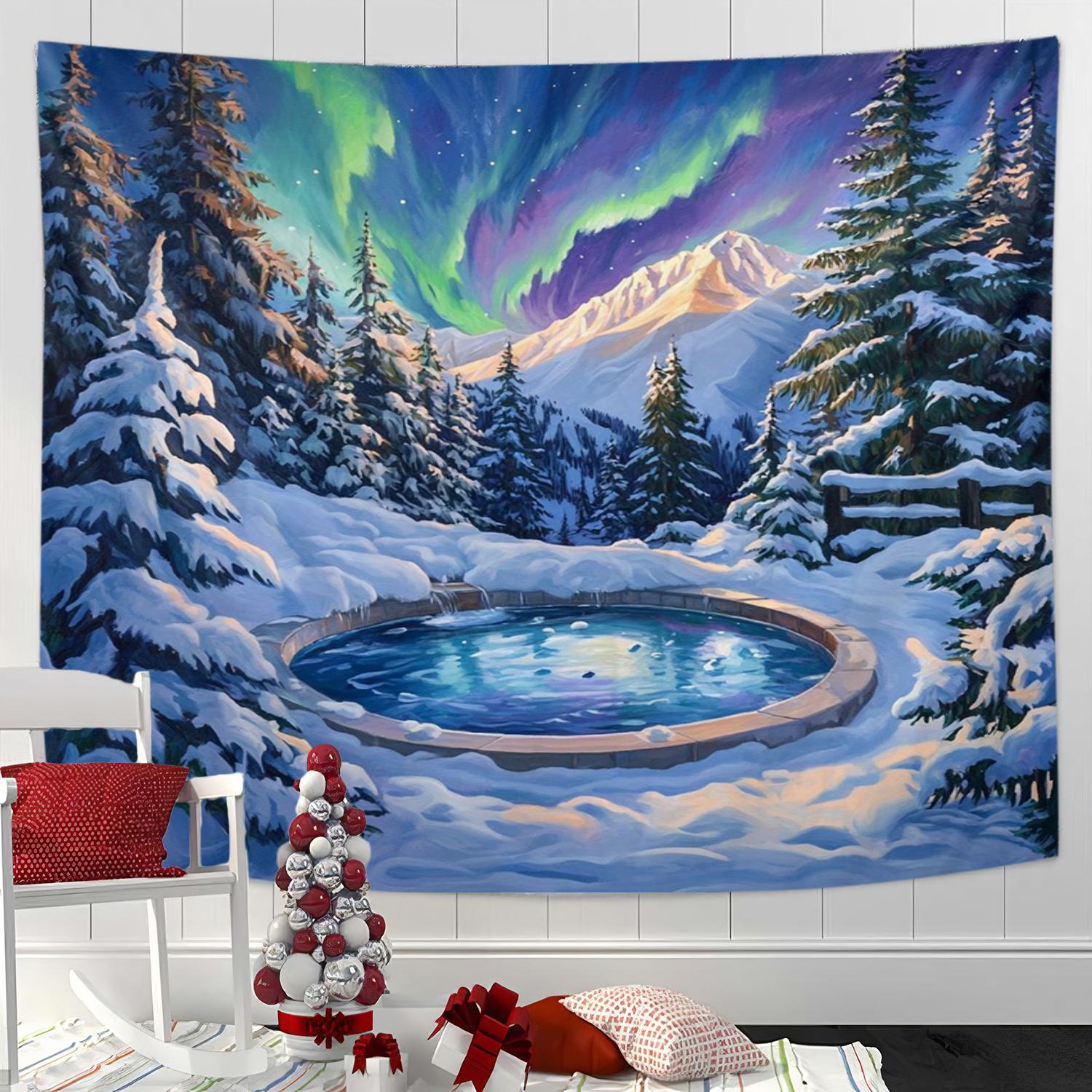 

Christmas Tree Tapestry, Snowscape Wall Hanging for Party Festival, Bedroom Office Living Room Home Decor, Wall Decoration 90x75cm