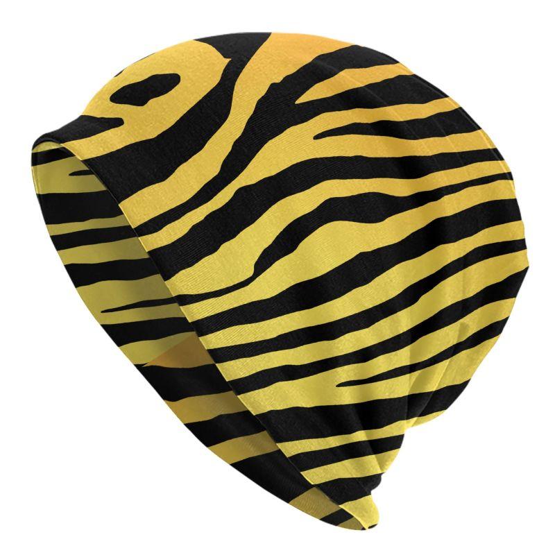 Zebra Stripe Beanie Chemo Hat Unisex Daily Headwear Knitted Hat Scarf Nightcap Slouchy Skull Cap for Women Men