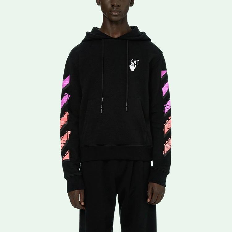 Homme Off-White SS21 Impression Logo Manches Longues Coupe Ample 'Noir Fuchsia' OMBB034R21FLE0031032