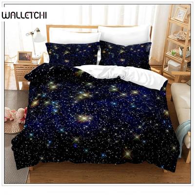 Colorful Star Sky Galaxy Bedding Set Scenery Space Duvet Cover Set Black Comforter Cover Milky Way Theme for Kids Teens Decor