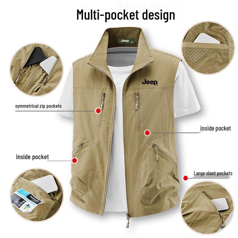 Jeep Men's Multi-pocket Outdoor Fishing Vest