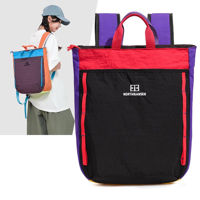 Contrast color trendy cool backpack casual Korean version of junior high school students class schoolbag women's outdoor light hiking backpack