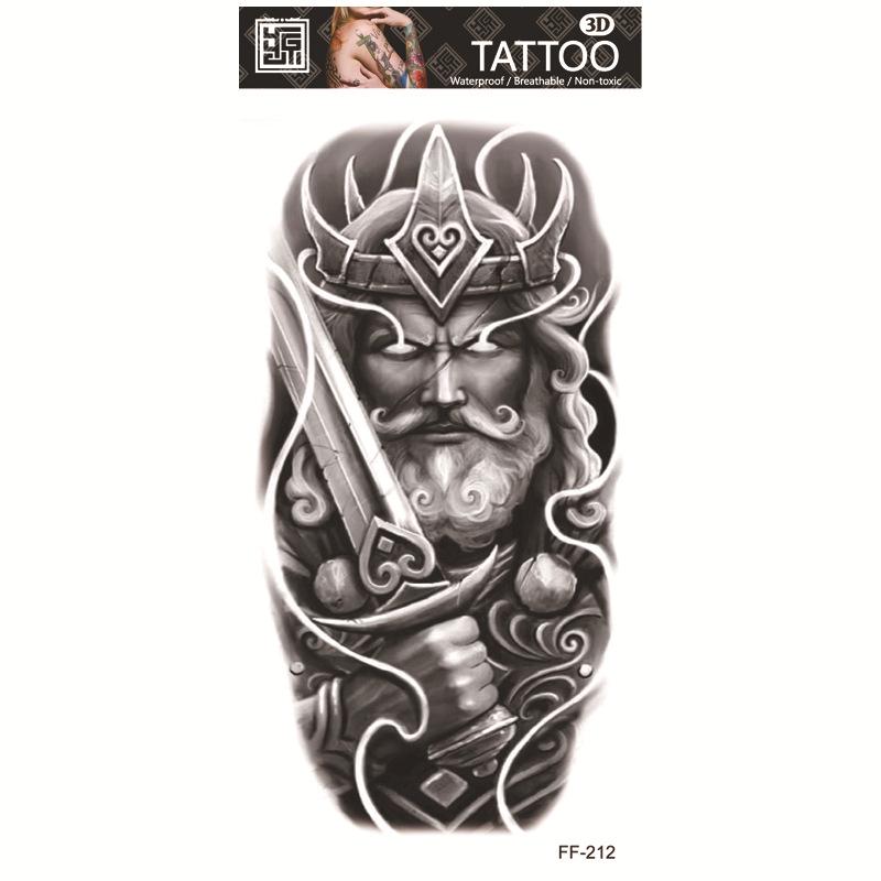 Adesivi per tatuaggi impermeabili Yuanhua - Totem con testa di lupo e disegni di testo arabo