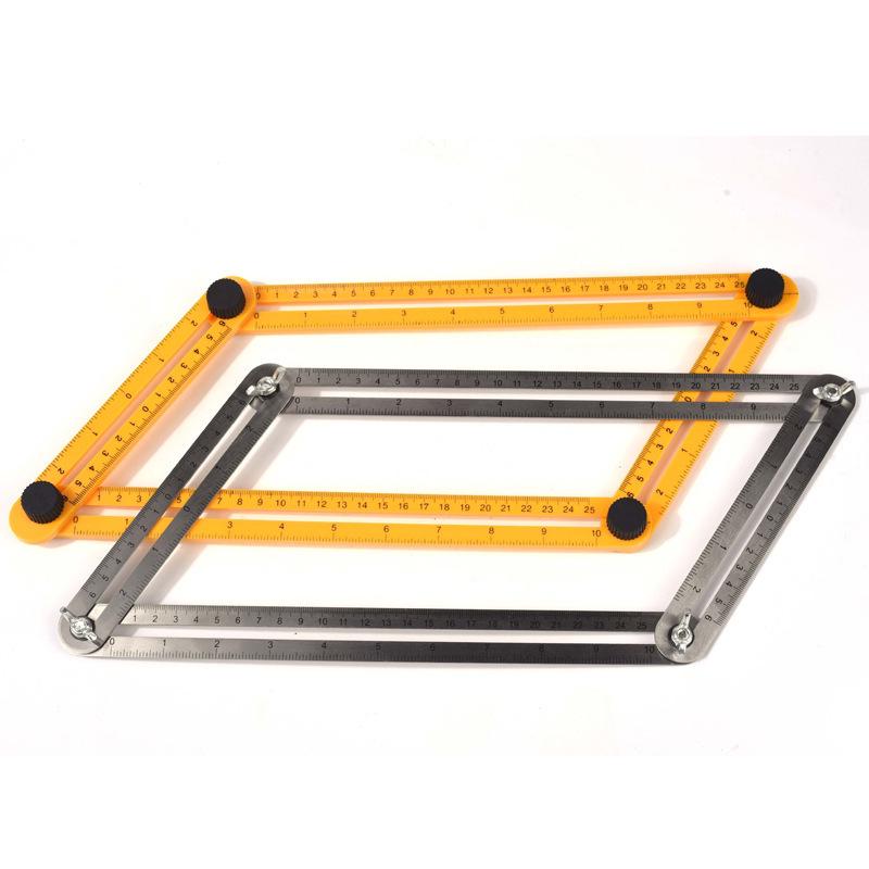 Four-Fold Aluminum Alloy Universal Angle Ruler - Multi-Functional Right Angle and Irregular Shape Woodworking Folding Ruler