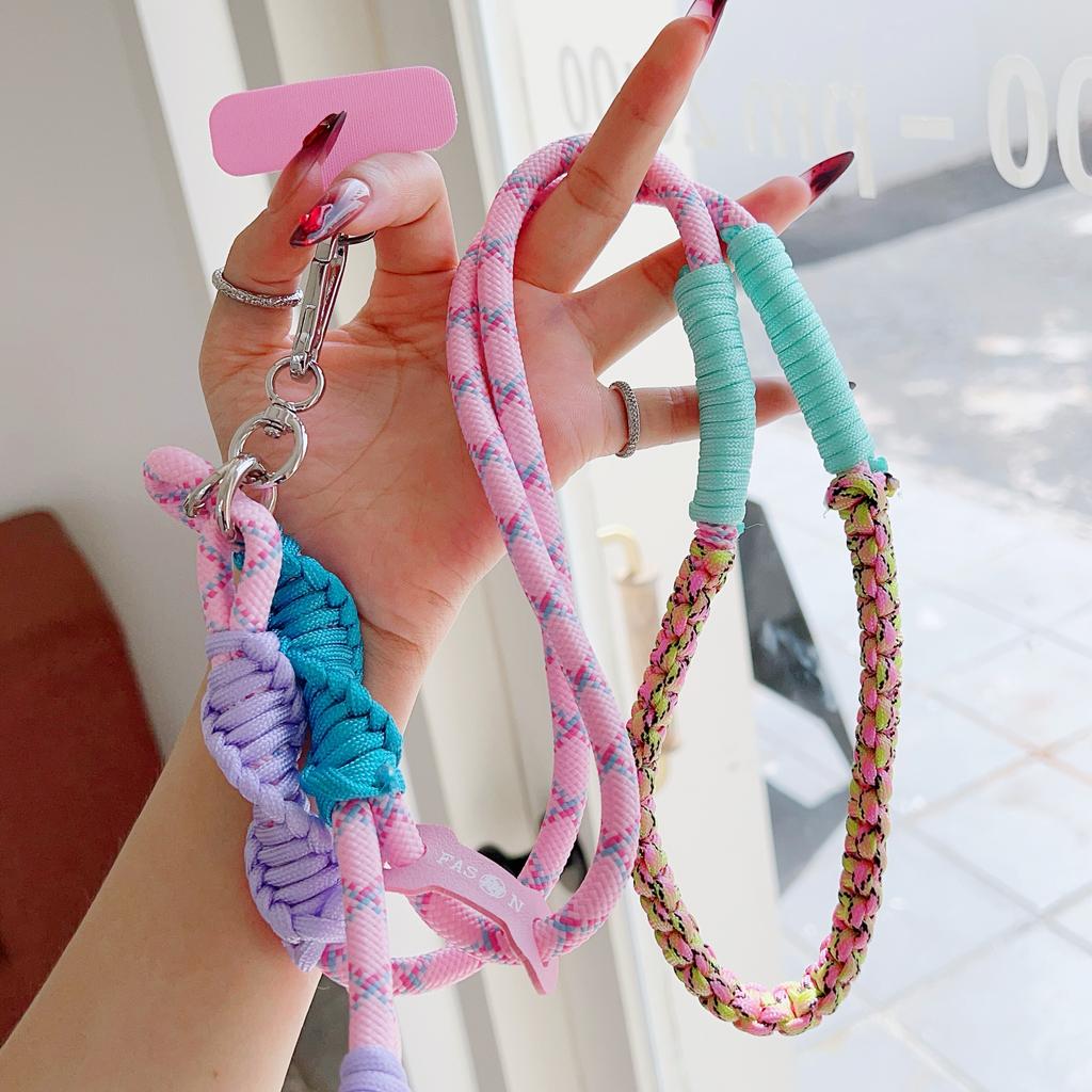 High-End Creative Hand-Woven Mobile Phone Universal Lanyard, Crossbody Long Rope, Seven-Color Shoulder Strap Anti-Loss Lanyard
