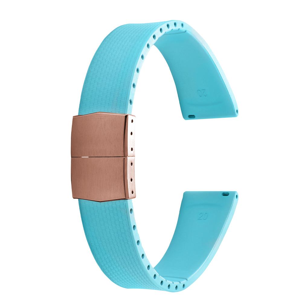 20mm Delugs CTS FKM Gummi Uhrenarmbänder mit 4 Farben Schmetterlingsschließe Einzigartige Textur Schnellverschluss Uhrenarmband für Markenuhr