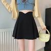 Women's High-Waisted A-Line Black Midi Skirt - 2025 Autumn Slimming Design