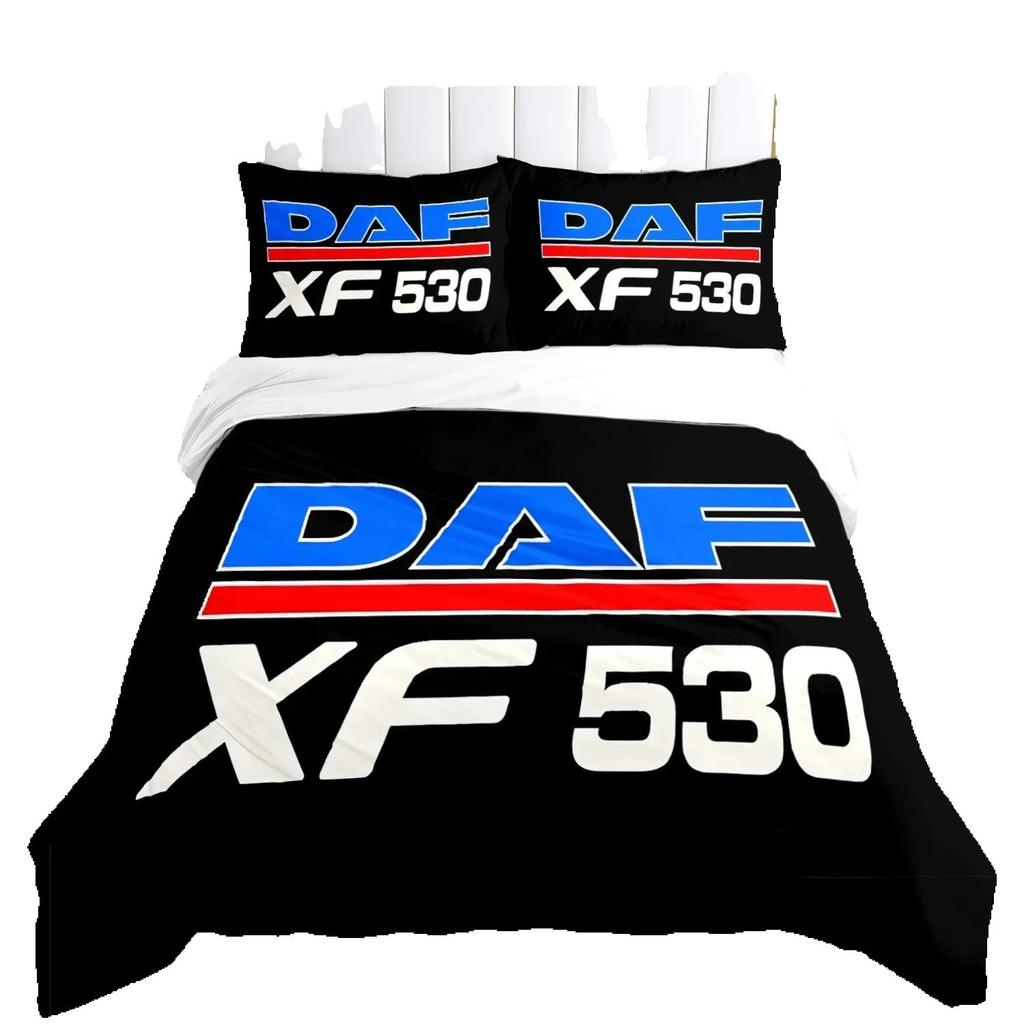 Luxurious Truck Logo Bedding Set DAF Truck Duvet Cover Cartoon Quilt Cover andPillowcases for Teens Boy Single/Double/Queen/King