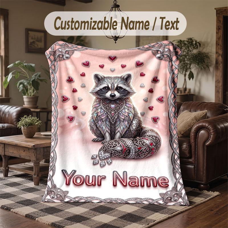 Love Hearts Theme Throw Blanket Custom Name Text Personalized Blanket Soft Cozy Blanket for Home Sofa Bed