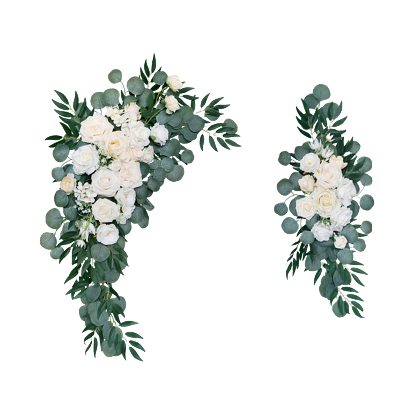

2 шт. Свадебная арка цветы искусственные цветочные гирлянды дверь венок фермерский дом зелень листья приветственный знак украшение для домашнего декора белый