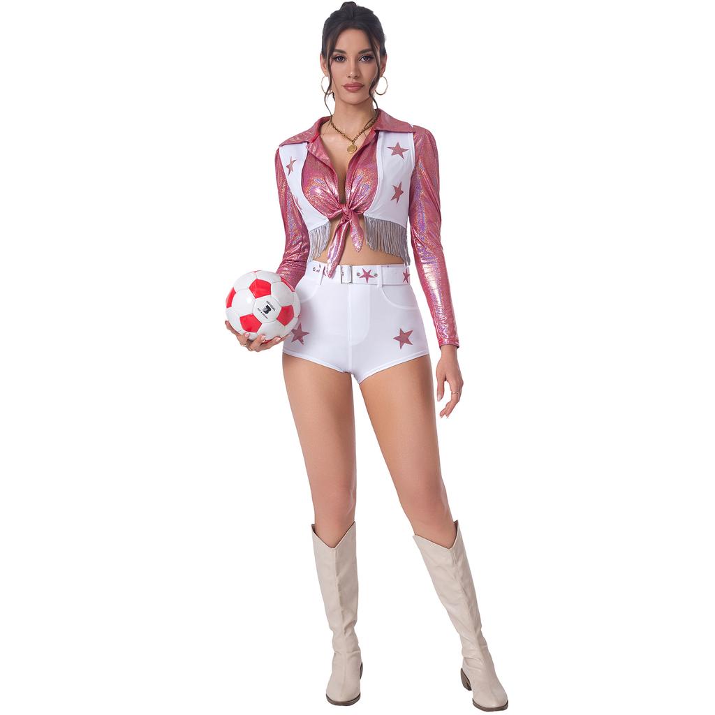 CosplayM-XL American Football Baby sexy Cheerleader-Uniform, sexy Stern-Pull-Up-Kostüm, Performance-Kostüm Halloween-Kostüm