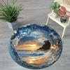 Ocean Wave Sunset Round Rug Flannel Printed Carpet Beach Theme Home Decor Cozy Soft Floor Mat Living Room Indoor Use