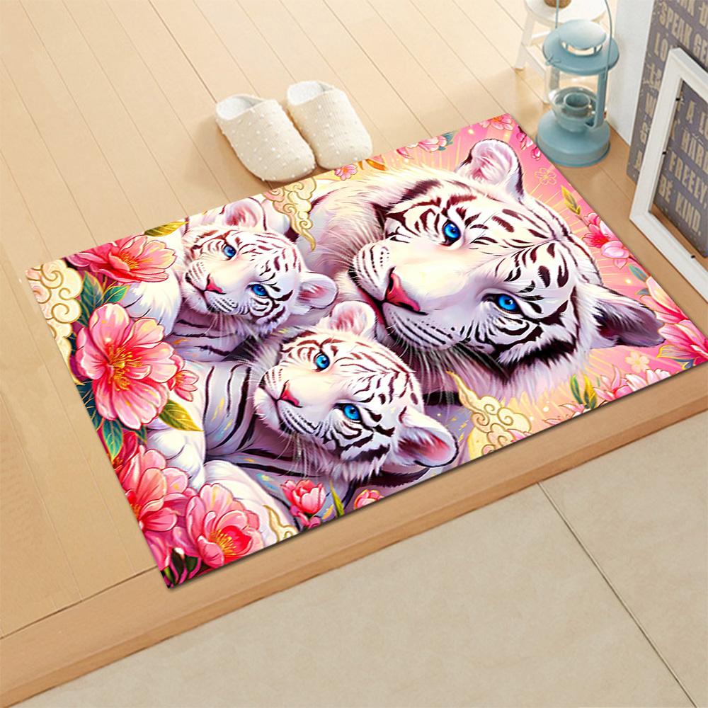 White Tiger Family for Living Room Rug, BedRoom Rug, Study Room Rug, Hallway Decoration, Perfect for Home Decoration or Holiday Gifts