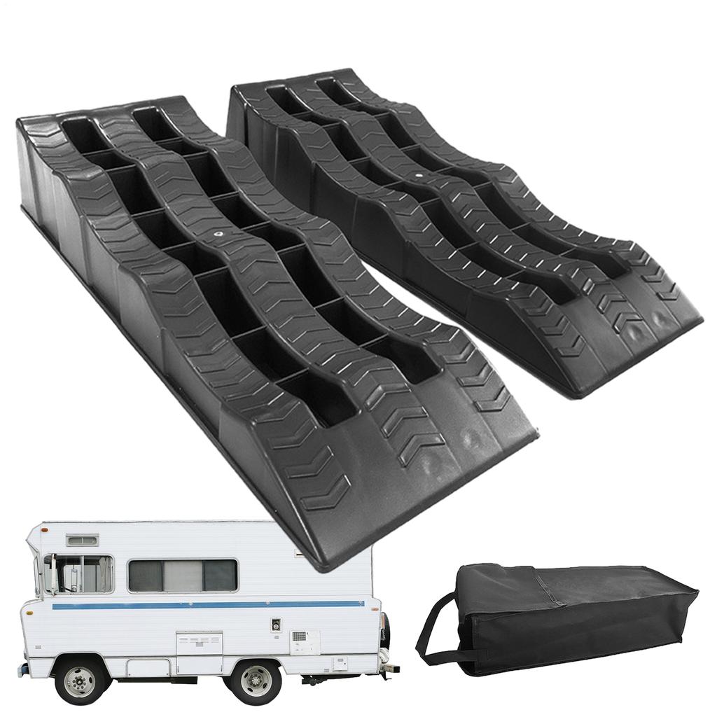 Car Leveling Ramps 2pcs Heavy-Duty Camper Leveling Blocks Lightweight Trailer Wheel Chocks and Levelers Multifunctional Travel