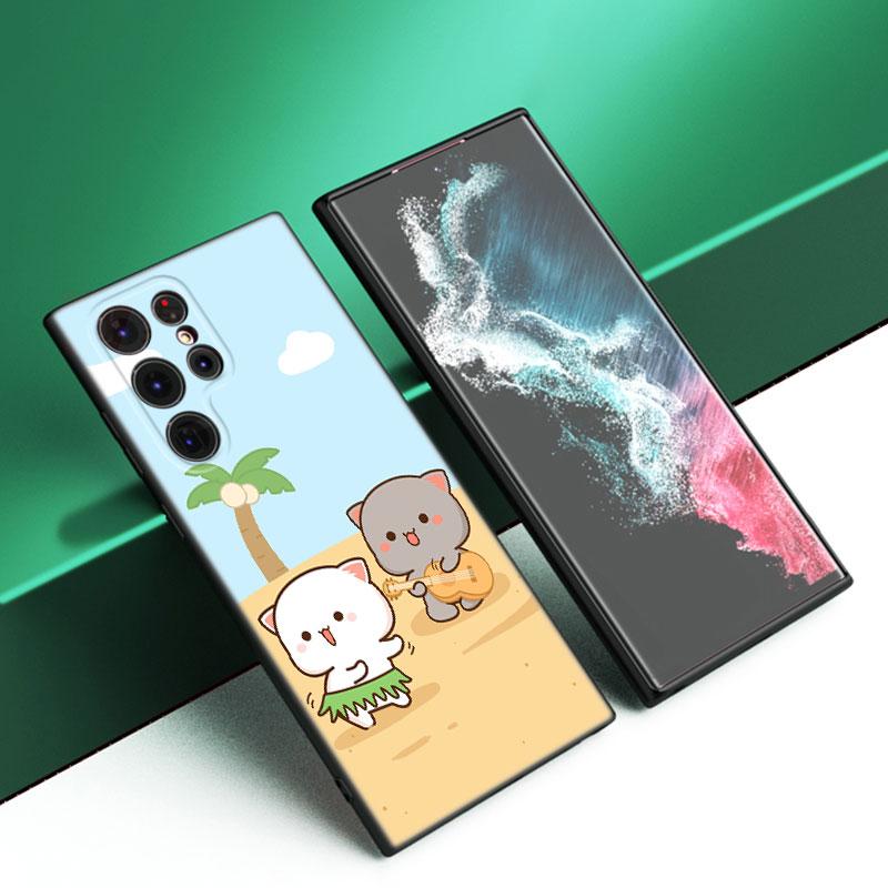 Lustige Cartoon Katze Schwarze Silikon Handyhülle Für Samsung Galaxy S23 S21 S20 FE S24 S22 Ultra S10E S10 S9 S8 Plus