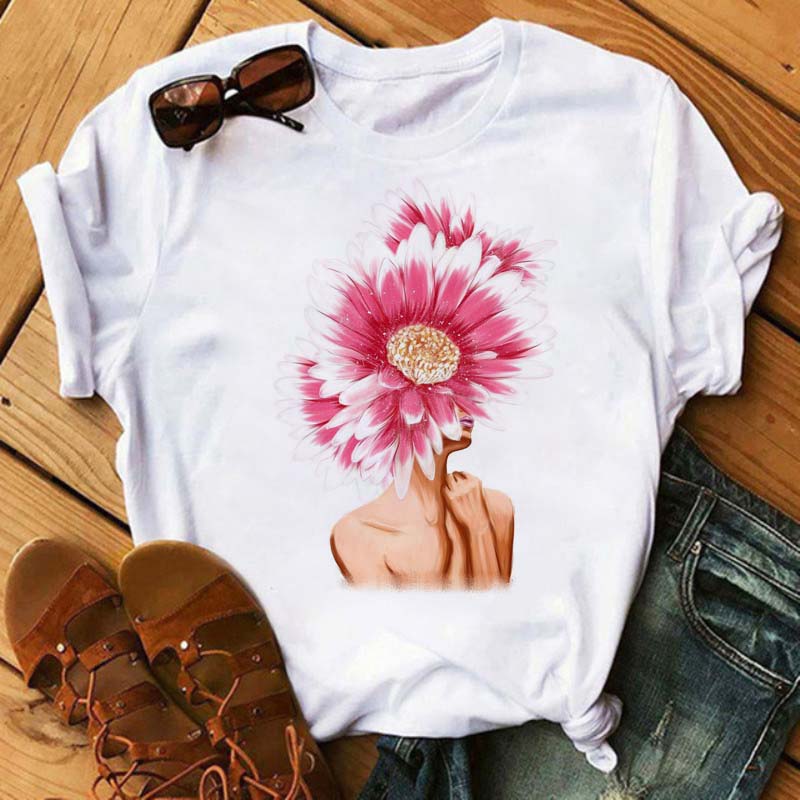 Fashion Flower Graphic Women Printed Tshirt New Tshirt Graphic Tee Cute Women T-shirt Female Tee Shirt 90s Girls Tee Tshirt