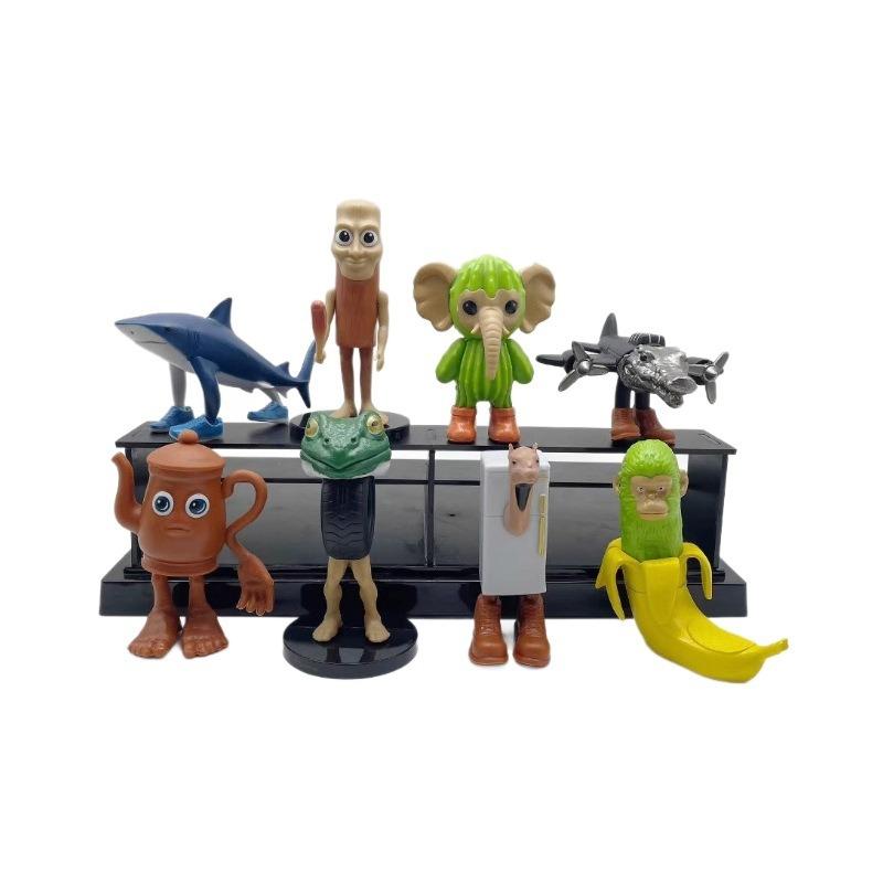 8pcs/set TungTungTung Sahur Funny Animal Model PVC Decorative Ornaments Action Figures Toys Gifts