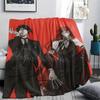 1Pc Black Butler Print Flannel Blanket, High quality Comfortable for All Seasons, Home Decor, Warmth and Comfort, Perfect for Christmas Gifts