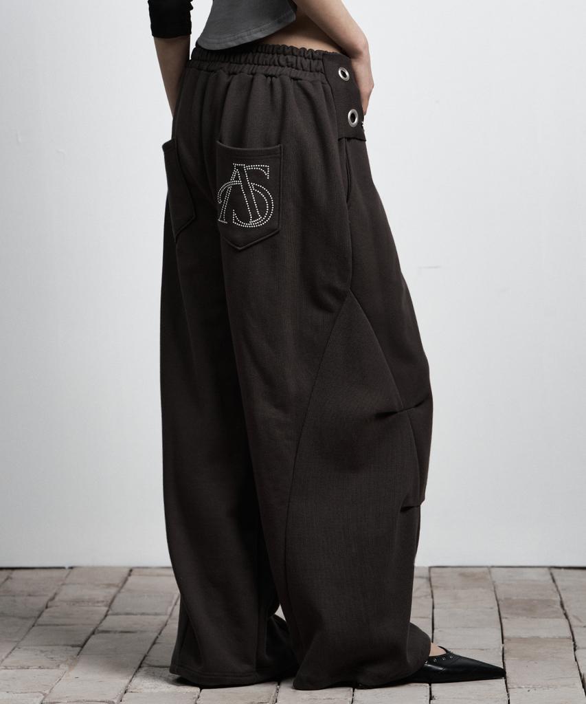 Aejeuyua Tie Belt Sweatpants Charcoal