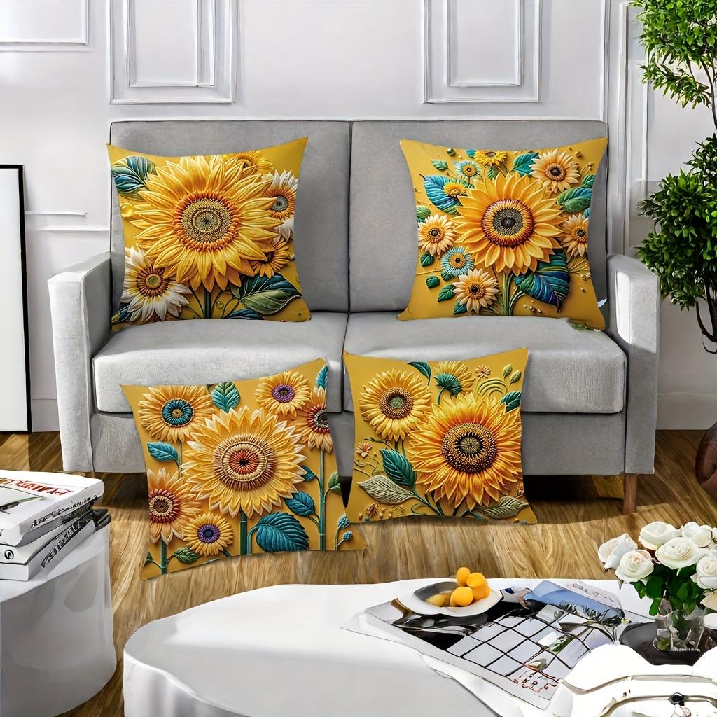1/4Pcs Sunflower Patterned Pillowcases For Stylish Sleep Sofa Cushion Cover Home Bedroom Room Decoration