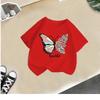 Children's T-shirt girls short-sleeved new style girls summer round neck loose casual top butterfly print cross-border