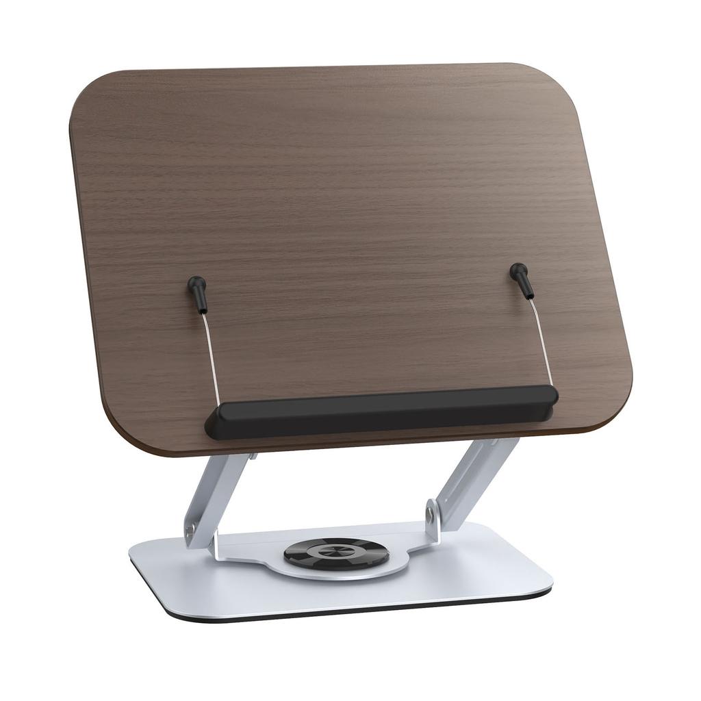 Book Stand Foldable   Book Holder with 360 Degrees  Rotating Base Elastic Clips for Recipe Tablet Laptop