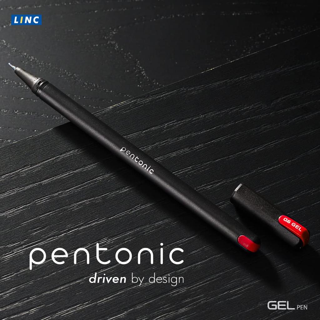 Pentonic 0.6 Mm Gel Pen Blister Pack Red Ink Black Body for Office Home & School Pack of 1 X 10pcs