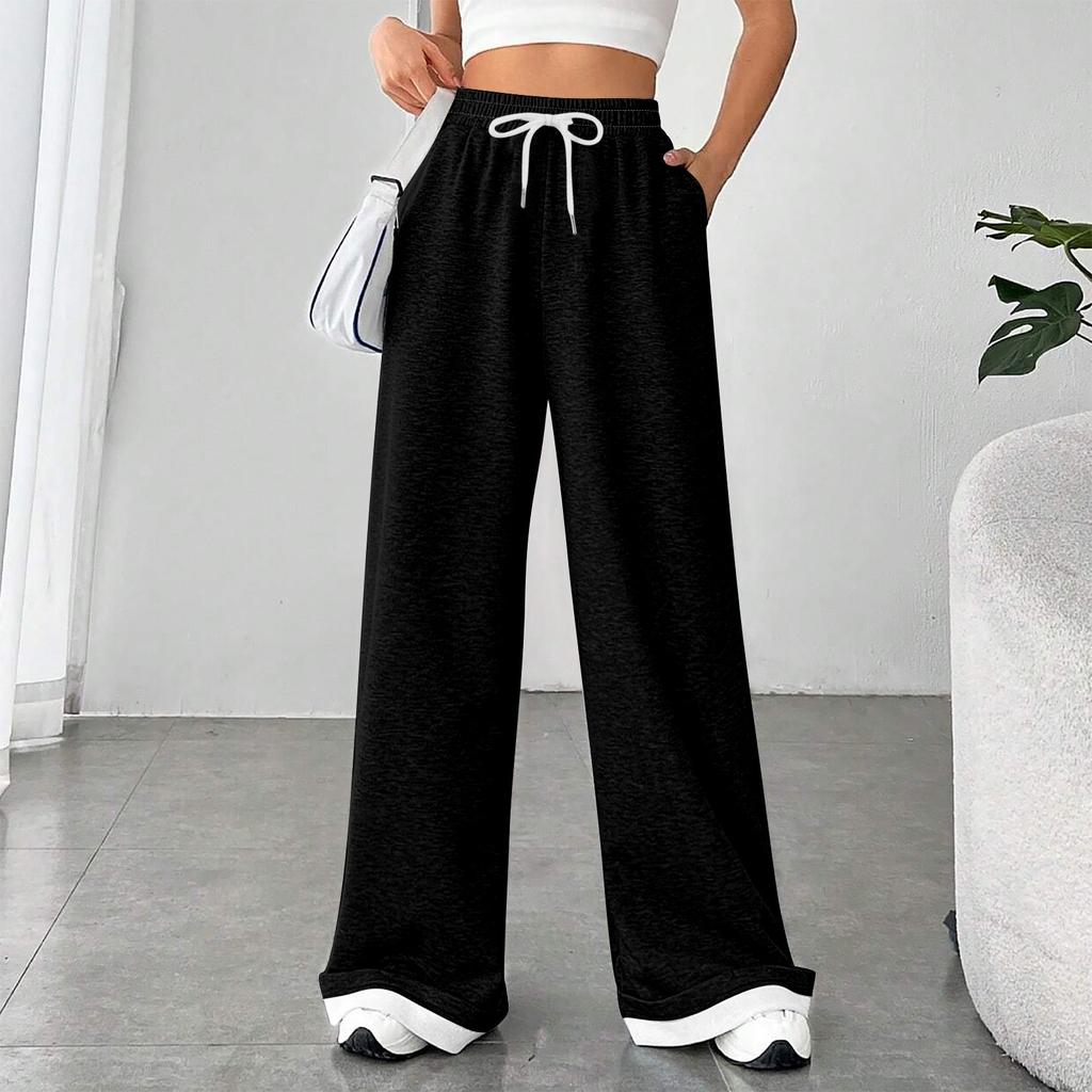 Women's Fashion Loose Drawstring Closed Waist Color Casual Sports Pants Casual Pants