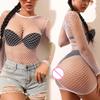 Women Fishnet Mini Sexy Dress Mesh See Through Hollow Skirt Hot Transparent Girl Dress Erotic Costume Crotchless Lingerie