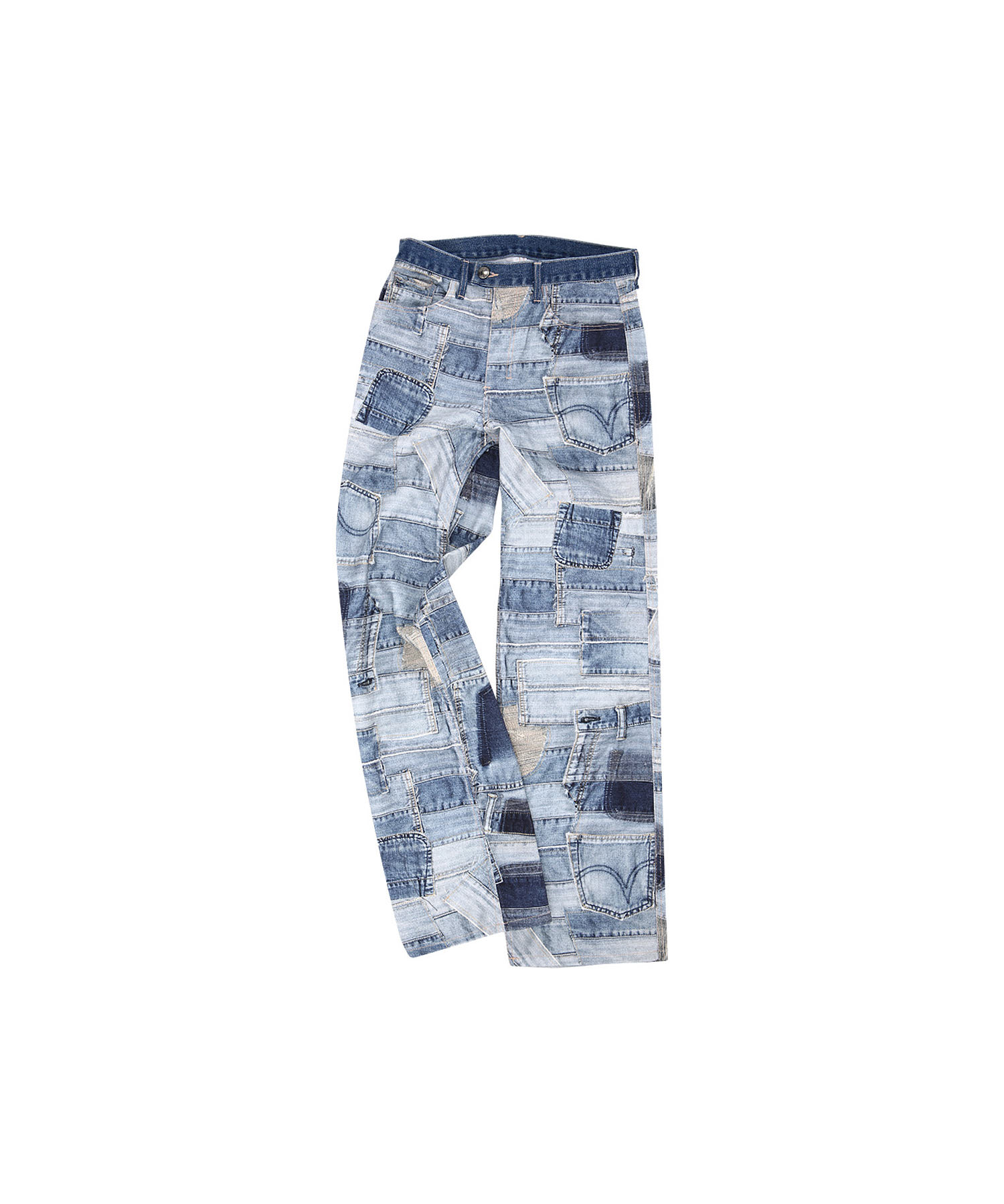 Andersson Bell Bruno Patchwork Print Wide Jeans Apa683M(Blue) Blue/35