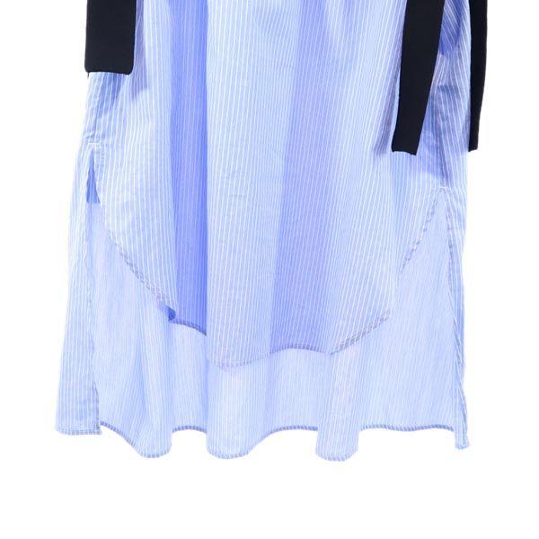 Unused Furfur Stripe Long Sleeve Knit Switching One Piece F Black X Blue Women Used
