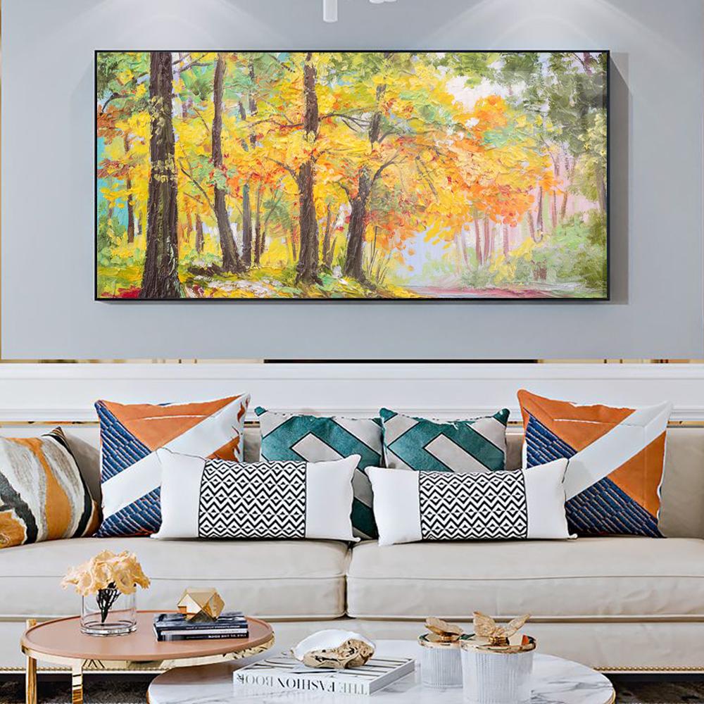 

Картина маслом золотая осень красочный лес холст картина гостиная бар коридор украшение дома искусство фреска без рамки 20*40cm No Frame