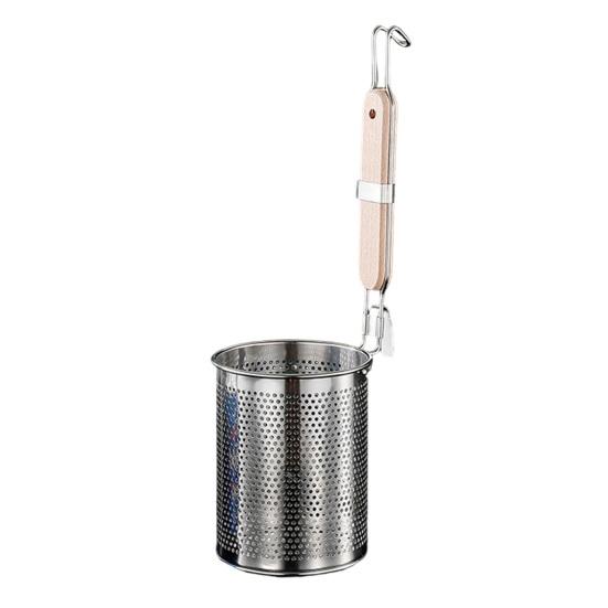 Cesta de Fritura Profunda em Aço Inoxidável Peneira de Malha Grossa Concha com Ganchos Duplos Colher Peneira Antiderrapante Resistente ao Calor para Macarrão de Sopa Malatang