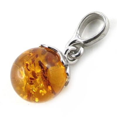 [N2178] - Silver Pendant 'Inspiration' Amber (rhodium-plated) - 11 Mm