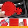 2pcs Red Car Cup Holder Anti-Slip Insert Coaster Pad Auto Internal Accessories