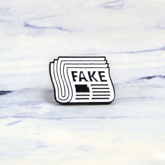 Cartoon Newspaper English Letter Fake Enamel Badge Brooch Pin Clothes Jewelry