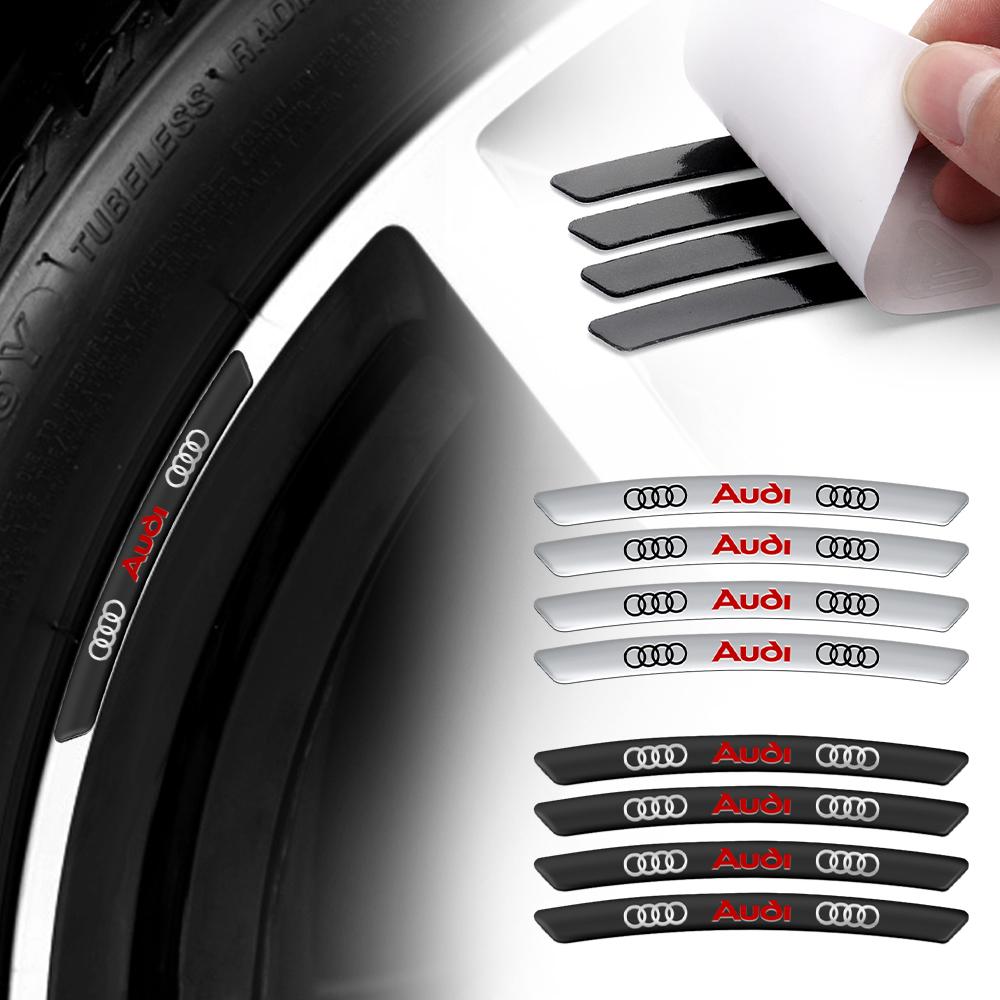 4pcs Car Emblem Wheels Rims Stickers Auto Styling Decor Accessories For Audi SLine Quattro S3 S4 S5 S6 S7 S8 A4 A3 8P A6 C7 RSQ3