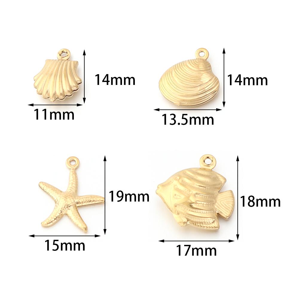 5-10pcs Stainless Steel Ocean Life Charms Starfish Fish Shell Pendant For Jewelry Making DIY Crafts Necklace Bracelets Supplies