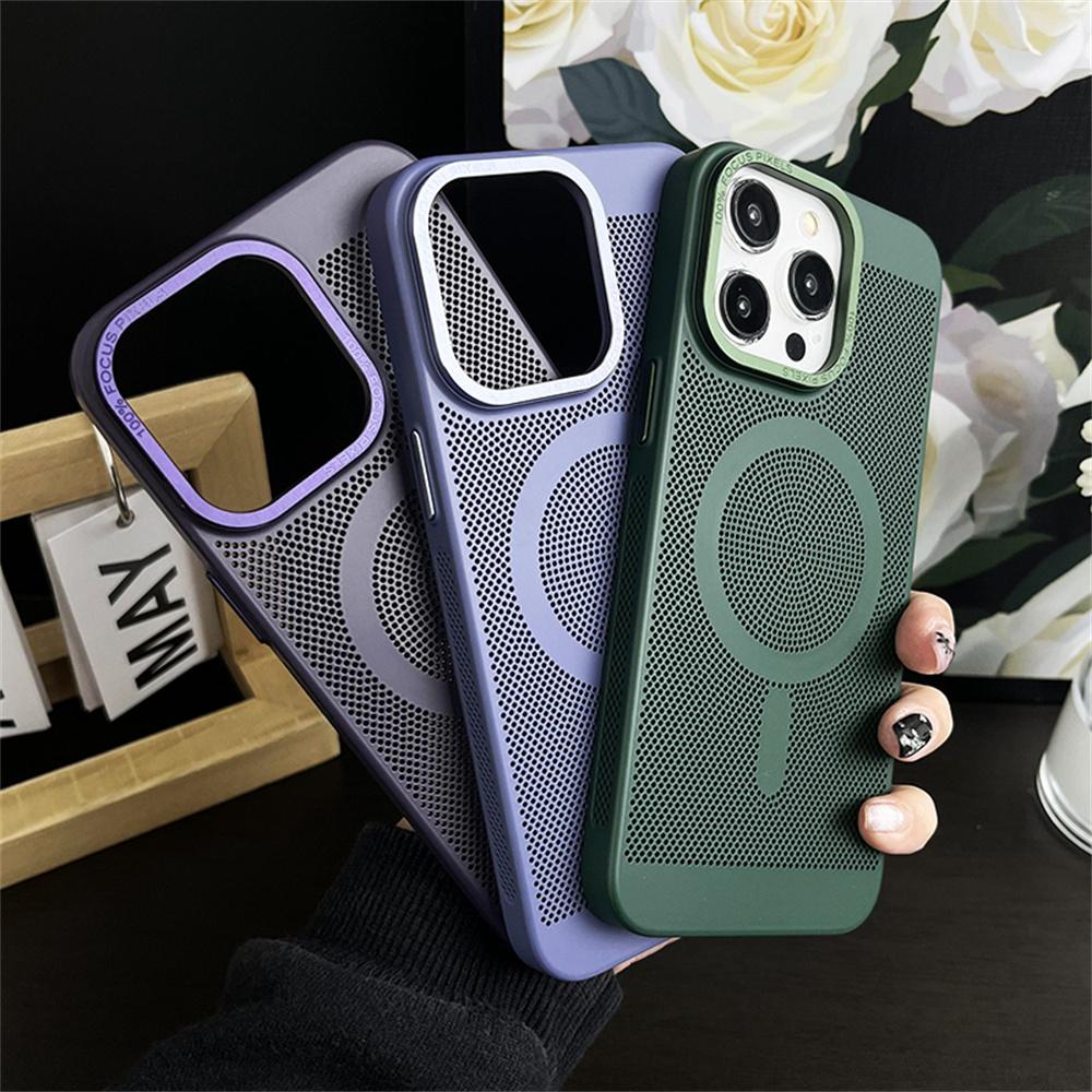 For Magsafe Magnetic Heat Dissipated Phone Case For iPhone 16 15 Pro Max 14 Plus 13 12 11 Lens Protect Breathable Cover