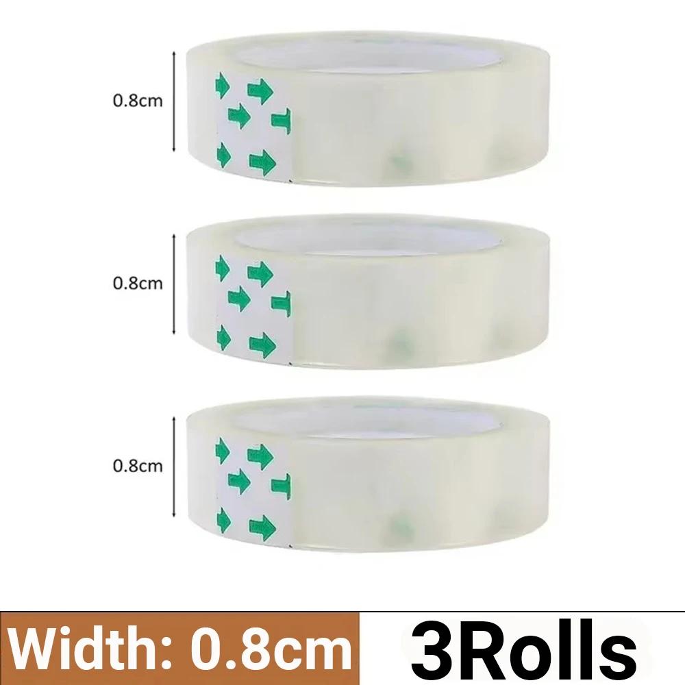 10/5/3/1Rolls Transparent Tape Refills Wrapping Tape Roll 0.8cm 1.2cm 1.8cm High-viscosity Adhesive Tapes Home School Supplies
