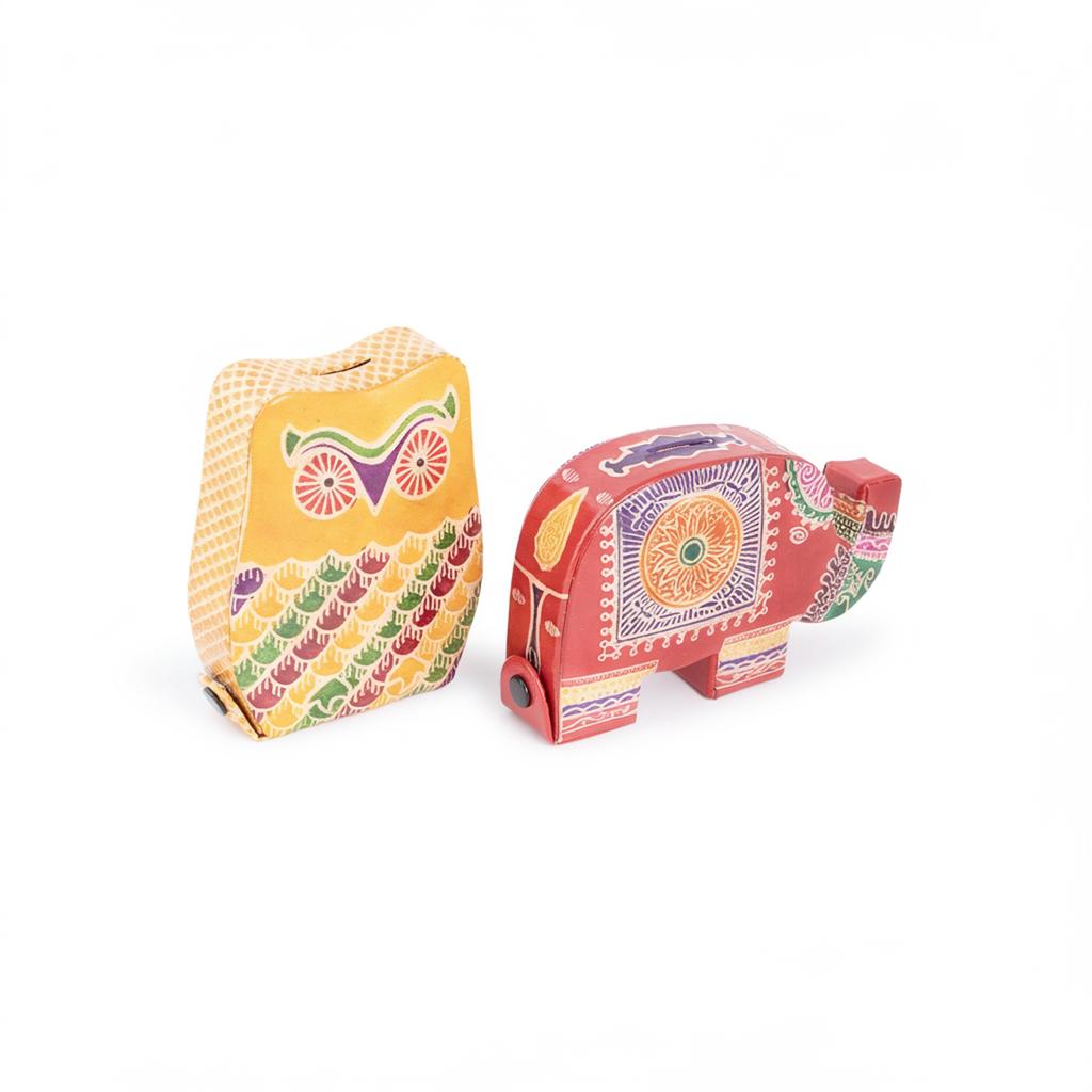 Handcrafted Leather Embossed Piggy Banks