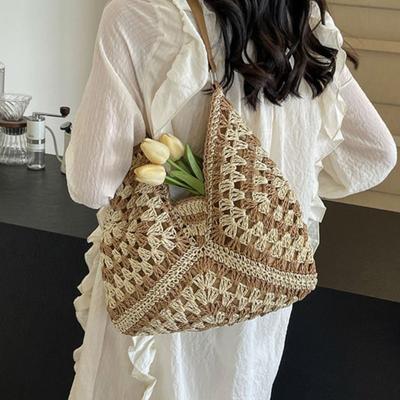 Dovolenková slamená kabelka Dámska Nová Vintage Tkaná Chic Plážová taška Ženská Retro Morské Dovolenkové Tašky cez rameno
