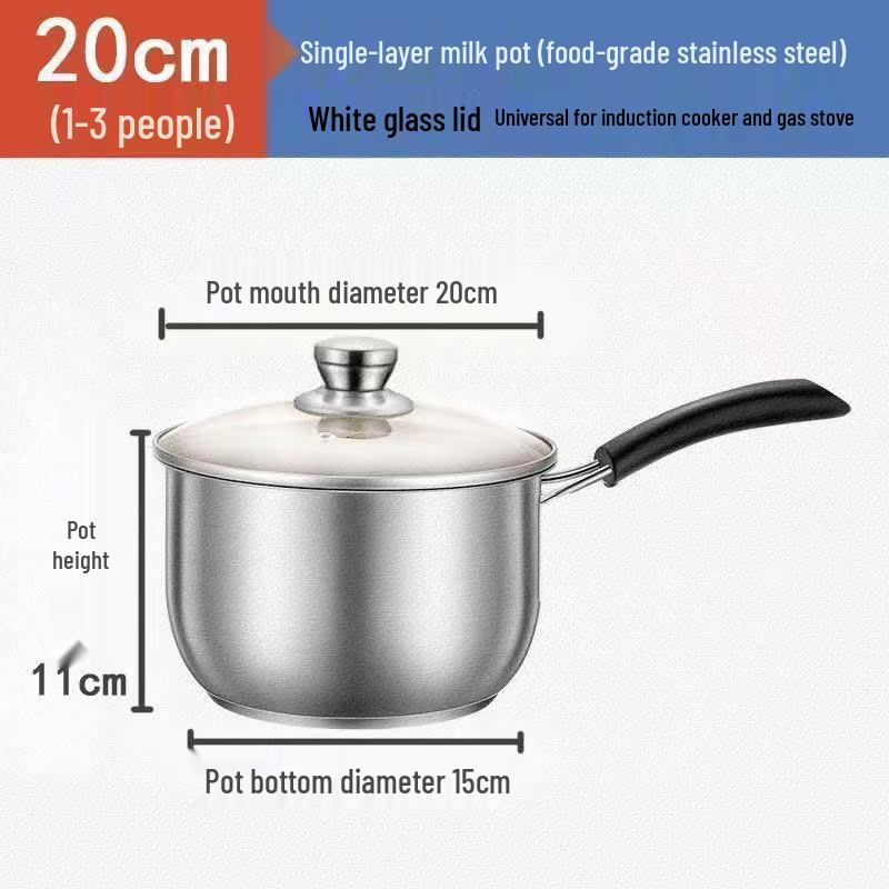 Food Grade Stainless Steel Milk Pot for Baby Food, Noodles, Soup, and Milk Warming - Induction Compatible