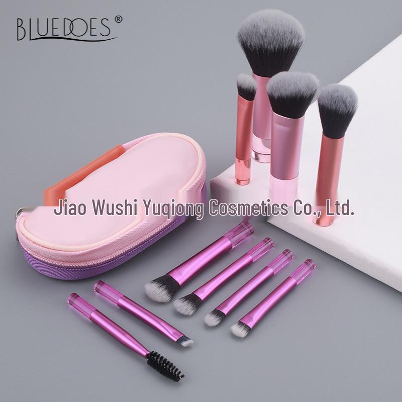 Crystal Handle 10-Piece Mini Makeup Brush Set: Portable Travel Contouring, Eyeshadow & Powder Beauty Tools.