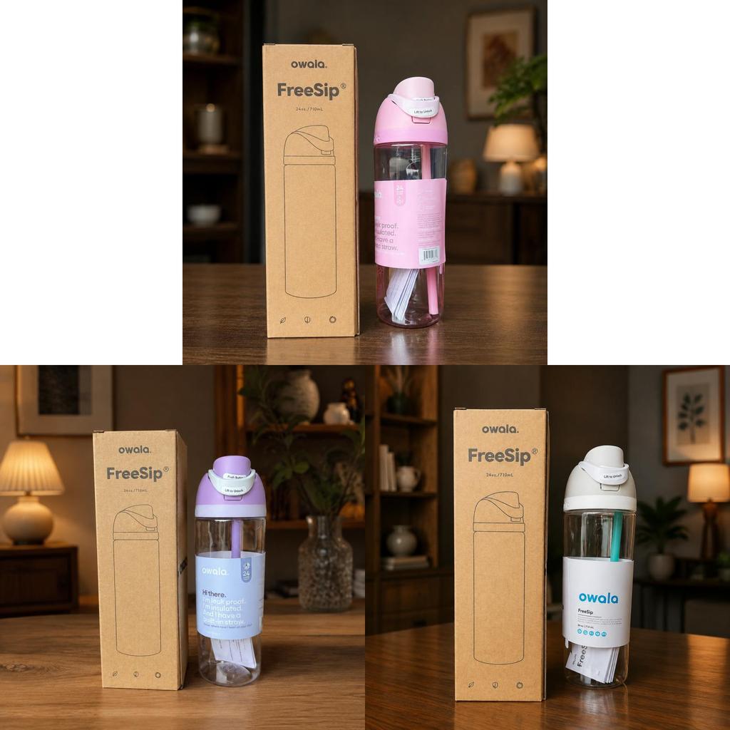 Owala Tritan Kunststoff-Wasserflasche in Lebensmittelqualität mit Reisehenkel für Outdoor-Sport und Fitness