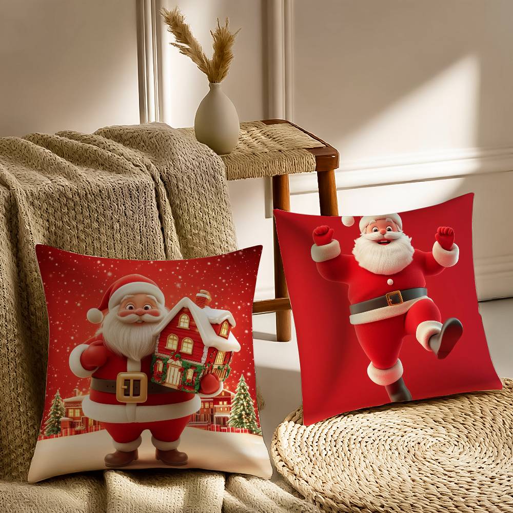 Santa Claus Pillow Case Sofa and Living Room Decorative Cushion Covers Dust-proof and Mite-proof Invisible Zipper